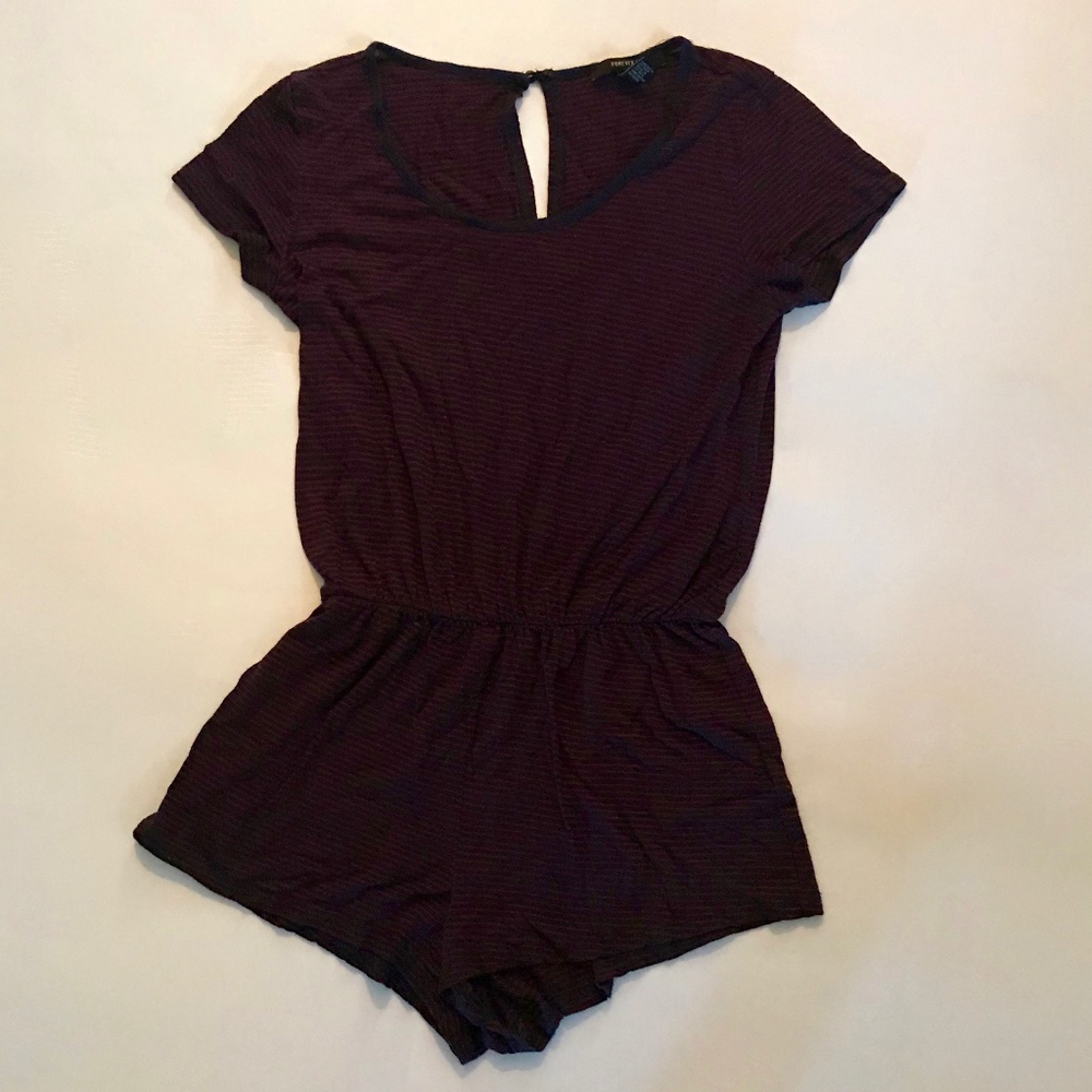 Blueish purple/maroon striped romper